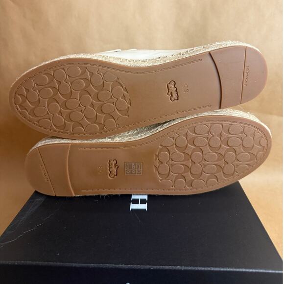 BNWB COACH Camilla Logo Flat Leather Loafer-Espadrilles In Off White Chalk -8.5 - Picture 9 of 9
